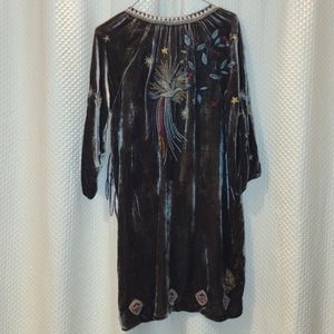 Johnny Was XS magical grey velvet tunic